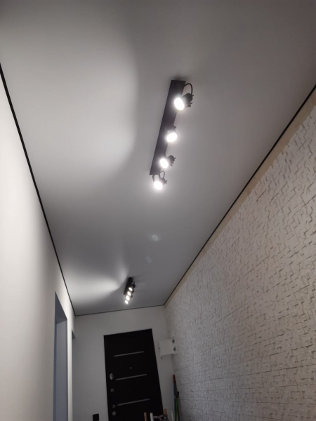 Фото потолка с трековыми светильниками в коридоре