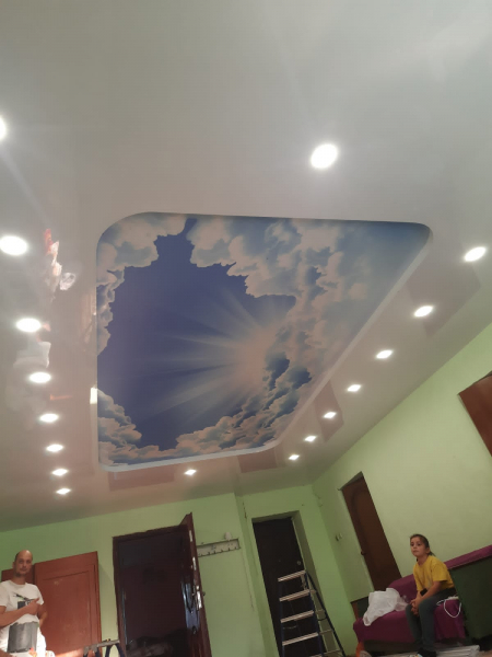 Наша работа - двухуровневый натяжной потолок