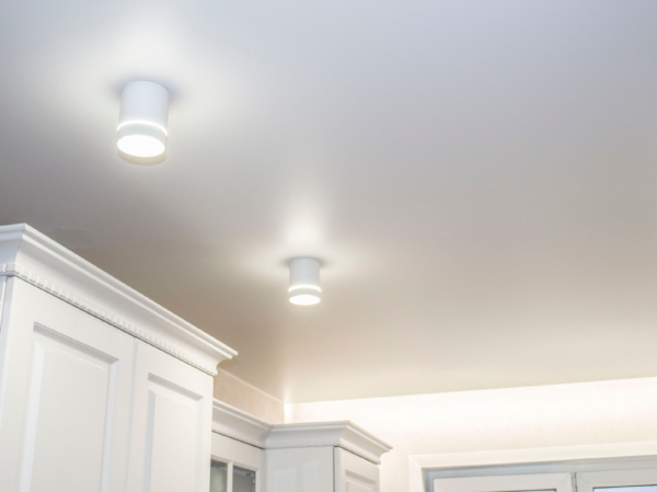 Фото потолка с накладными светильниками на кухню